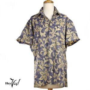 Vintage Mens Kalaheo Blue Hawaiian Shirt Made in Hawaii Sz M Chest 42" - Hey Viv